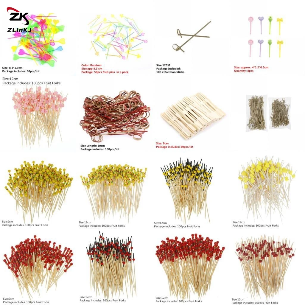 

50/80/100PCS 9/12cm Disposable Bamboo Fork Twisted Party Buffet Fruit Desserts Pick Skewer Food Cocktail Sandwich Fork Stick