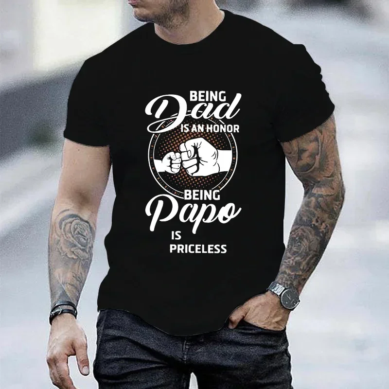 Hip Hop T-Shirt Men Streetwear Fun Being Grandpa Is An Honor Being PaPa Is Priceles T Shirt 2023 Men Tshirt Dad Papa Tops Tees