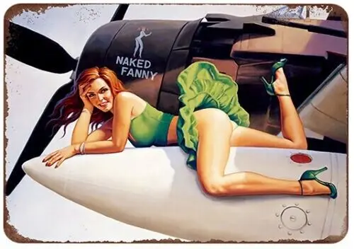 Vintage WWII Pinup Metal Sign,  Reproduction Print 