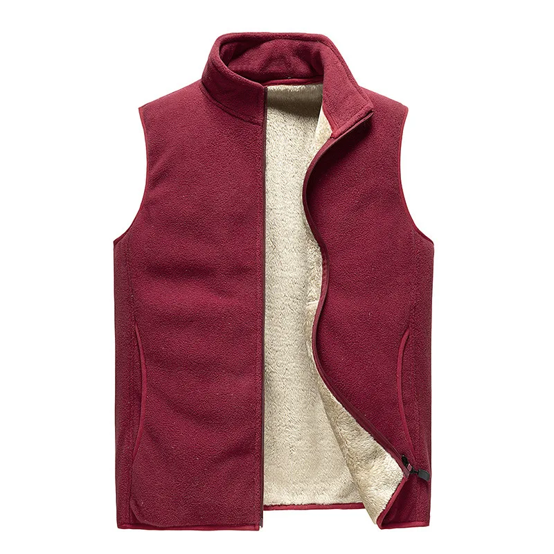 

European and American Autumn Winter New 's with Fleece Casual Large Size 's Warm Vest Men's Waistcoat