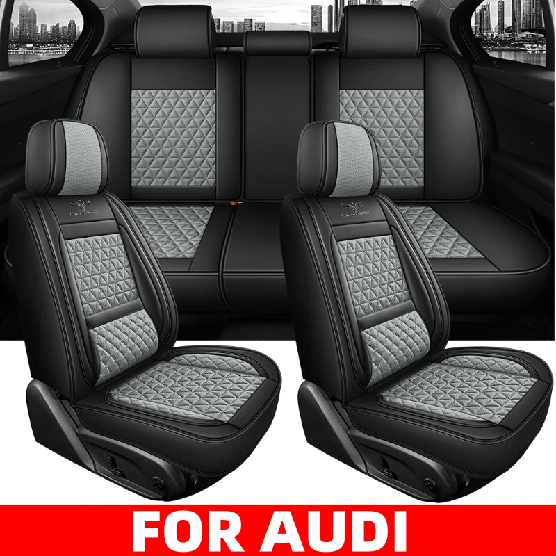 غطاء مقعد السيارة عالي الجودة من جلد البولي يوريثان مقاوم للاهتراء ناعم ومريح للخصر غطاء مقعد كامل التفاف لأودي Q3 A4 A5 A6 A7