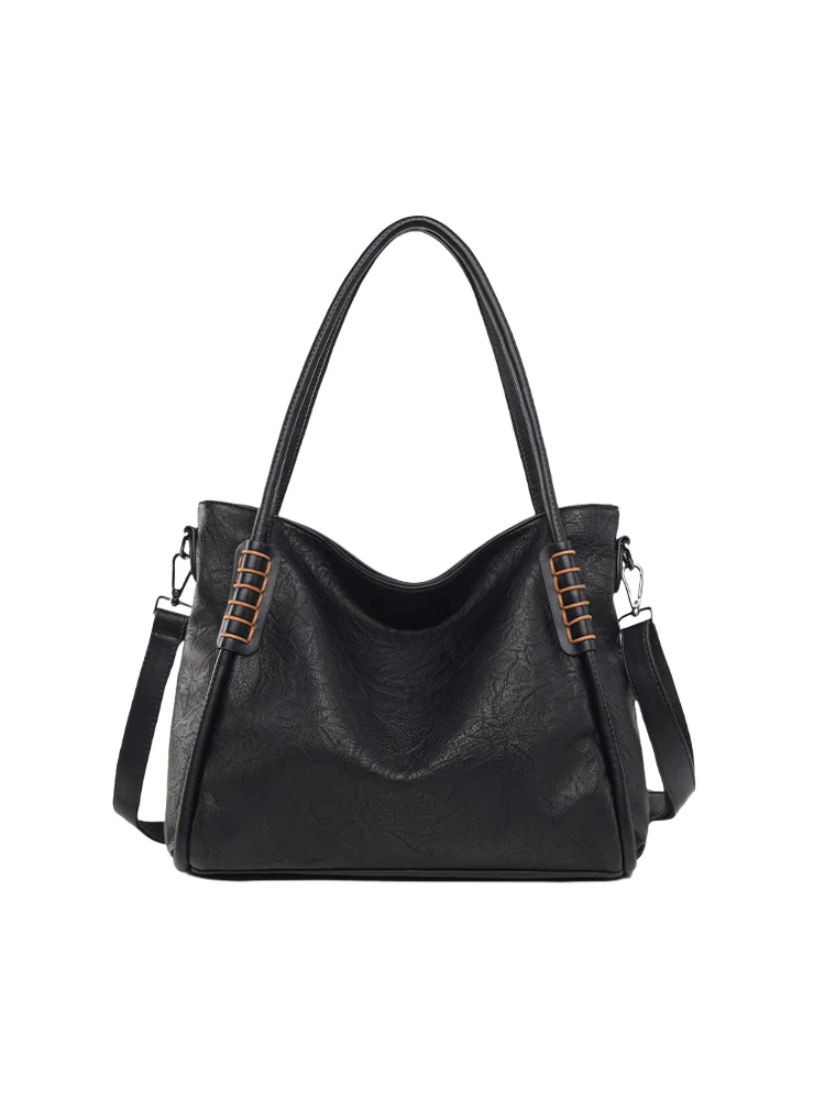 

Женская большая сумка из мягкой кожи с высокой текстурой, винтажная сумка на плечо, стильная пригородная сумка большой вместимости, простая сумка через плечо