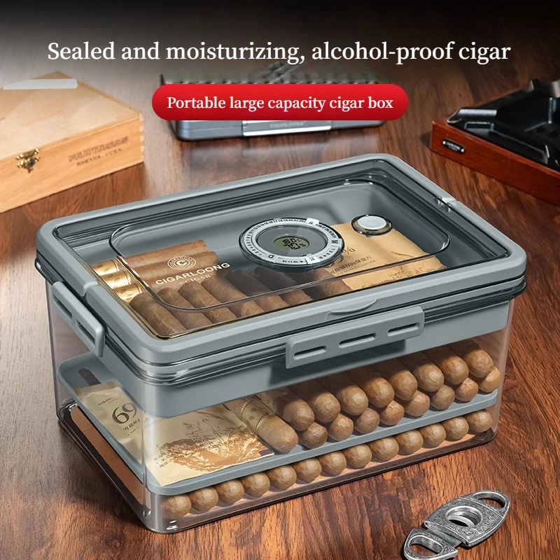 

Cigar Moisturizer Transparent Portable Three-Layer Large Capacity Sealed Moisture-proof Cigar Moisturizer, Cigar Accessories