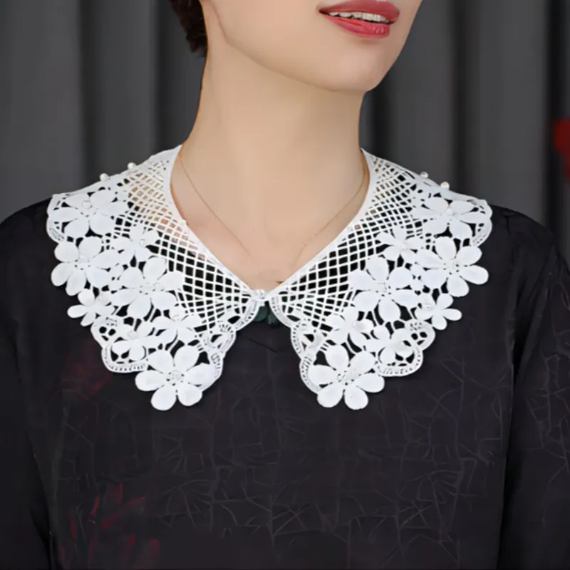 

Women's Fashion Decoration Fake Collar Vintage Hollow Lace Crochet Neckline Detachable Shirt Blouse Flase Collar Lolita Girls