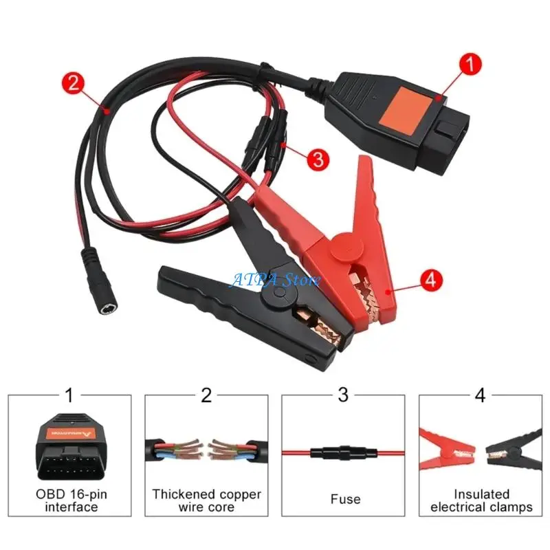 

U13C High Performances Emergency Power Tool Battery Clip For Vehicle OBD2 Connection