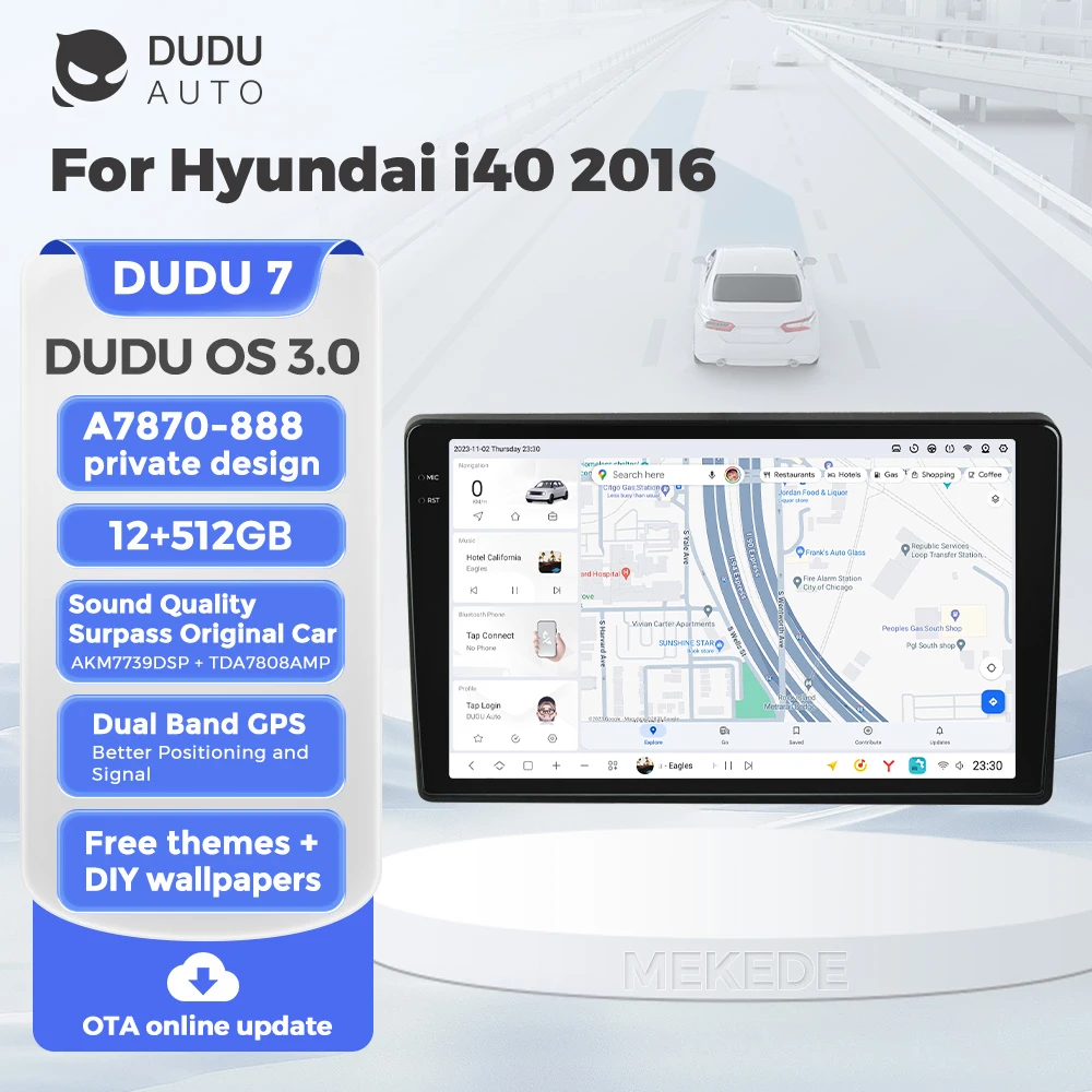 DUDU7 A7870 GPS 2Din Android 13 Carplay Car Radio Intelligent Systems For Hyundai I40 2016