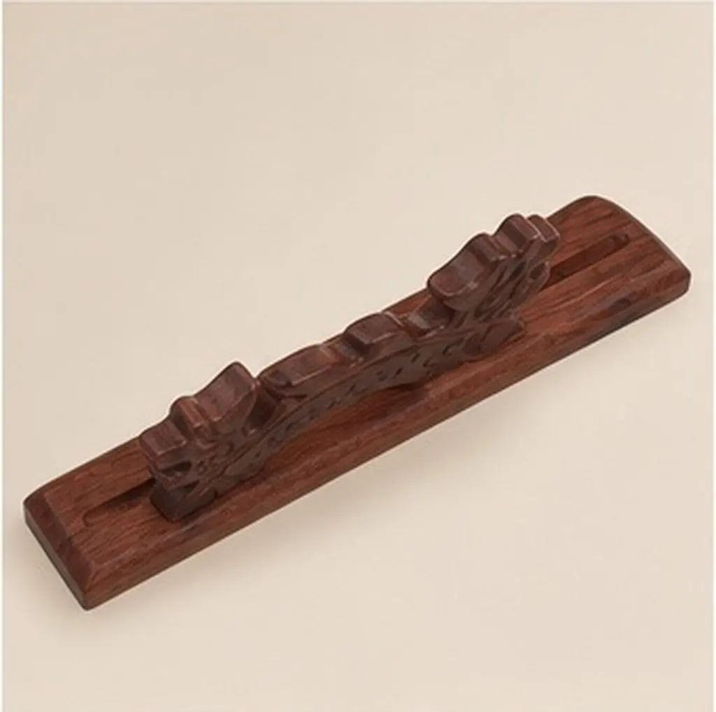 2Pcs Chinese Style Dragon Ink Brush Rack Red Sandalwood Calligraphy Brush Holder Wooden Pen Stand for Home Office