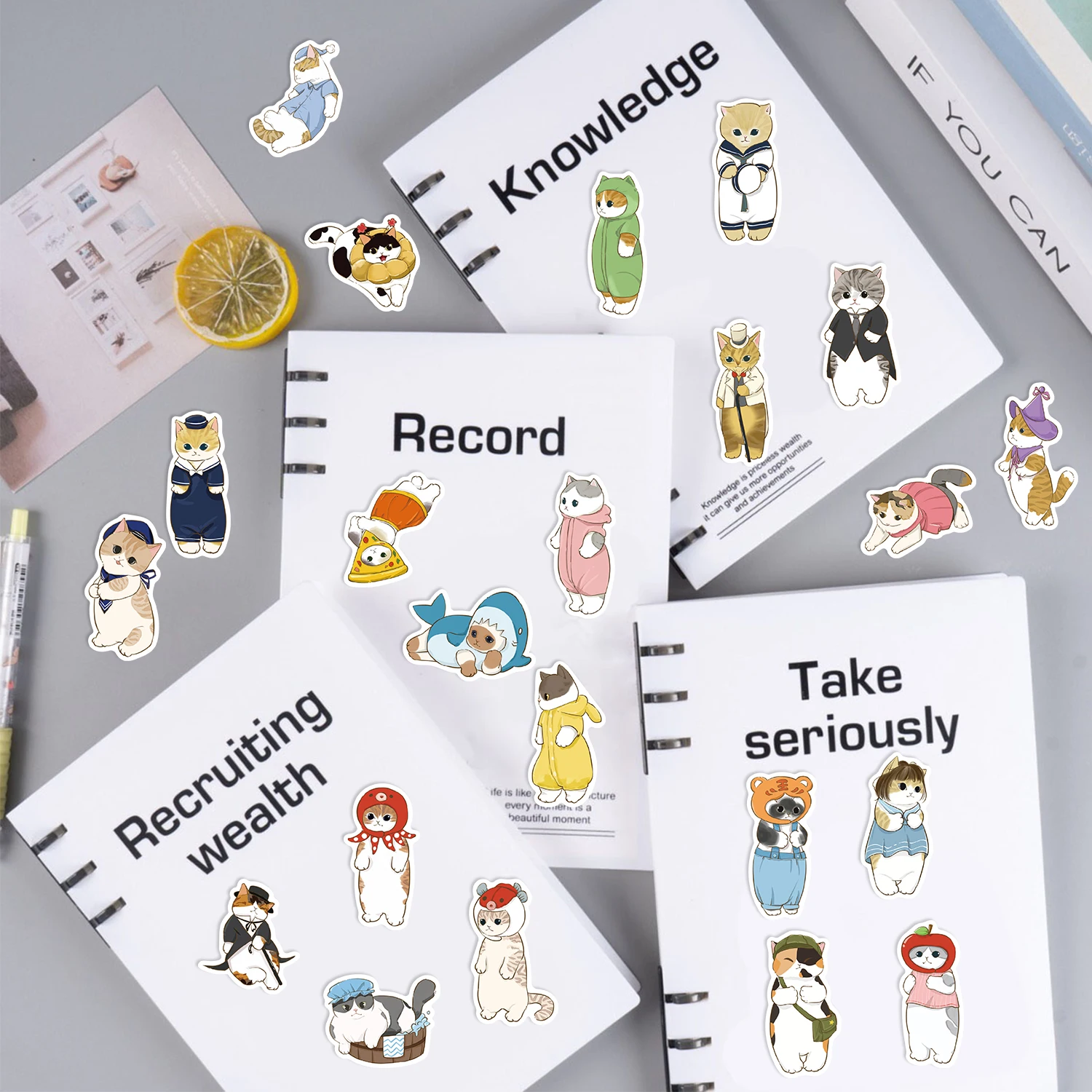 50 stuks kledingkap kat cartoon waterdichte stickers voor skateboard motorfiets scrapbooking laptop en koffer