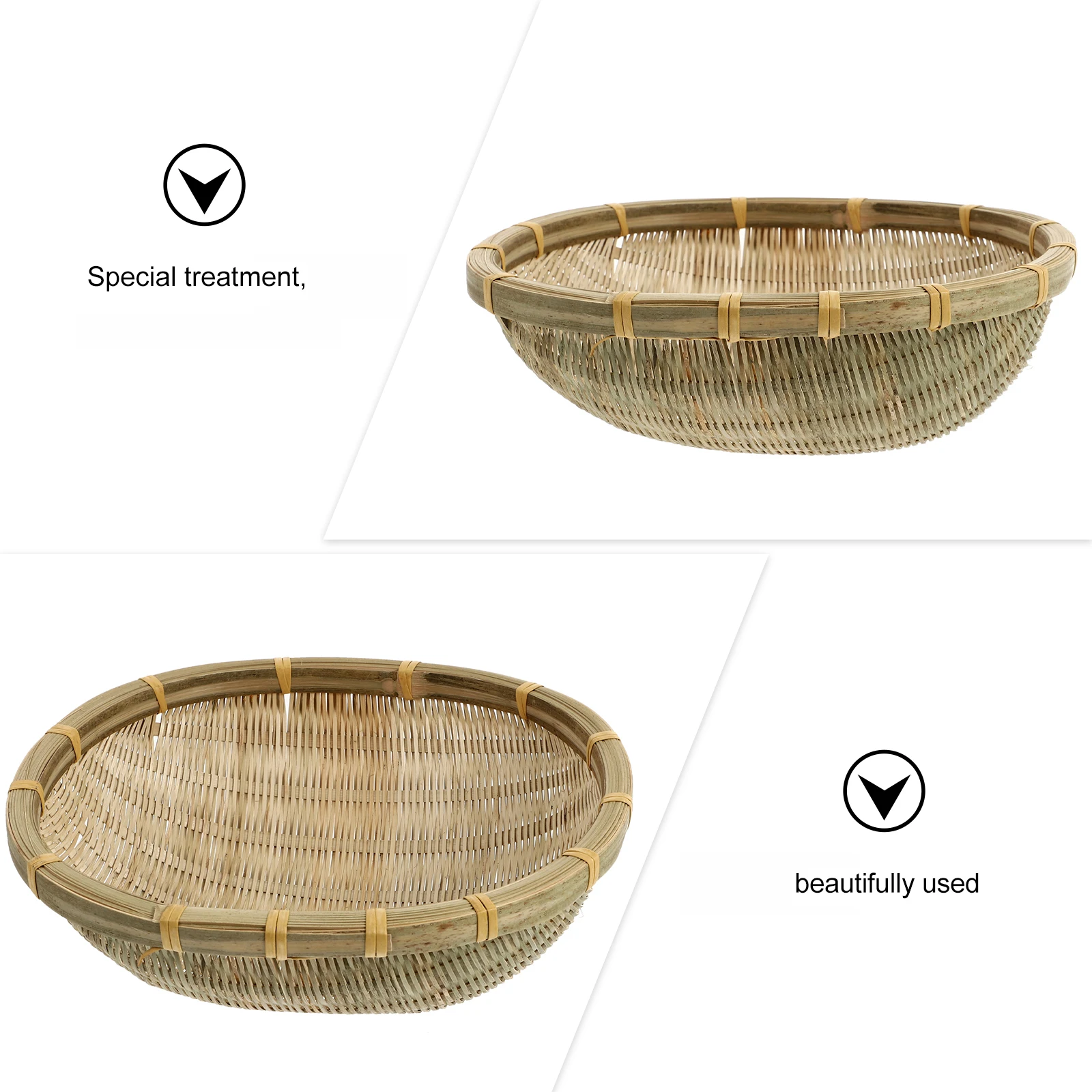 

Bamboo Woven Basket Round Fruit Tray Snack Container Storage Baskets Home Decorative Item Holder Versatile Practical