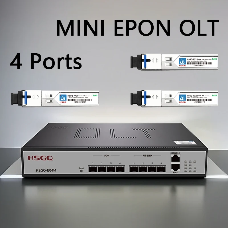 

MINI EPON OLT 4PON PX20+++ 7dB SFP EPON OLT 1.25G Compatible with All Brand of ONU 256 Users Free Shipping