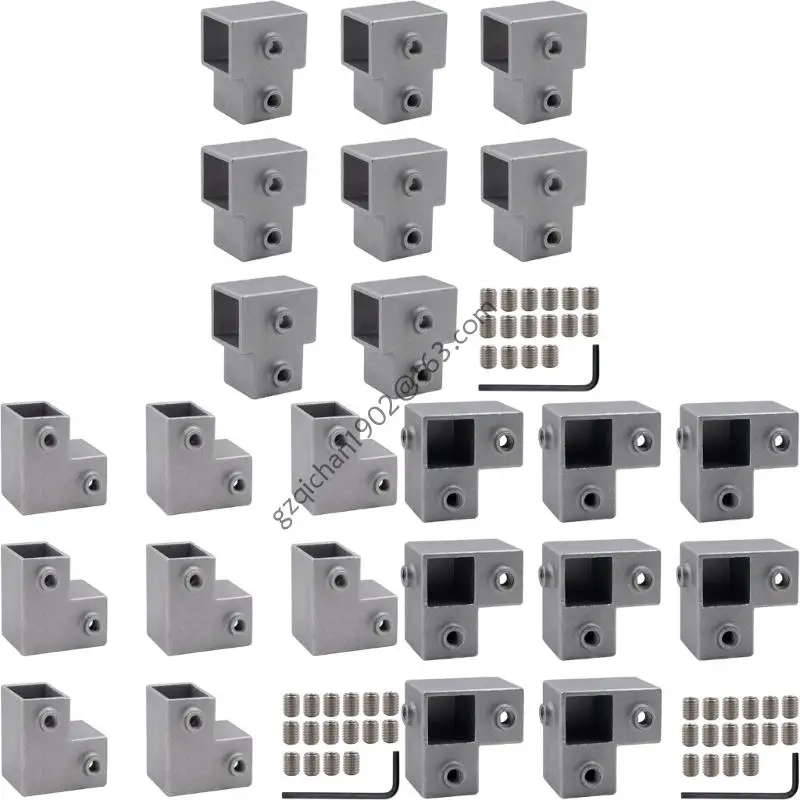 

X7AB Aluminum Alloy tees Chain End Clamps Square Tube Connector Replacement Connection Fastener 3 Way Pipe Fitting