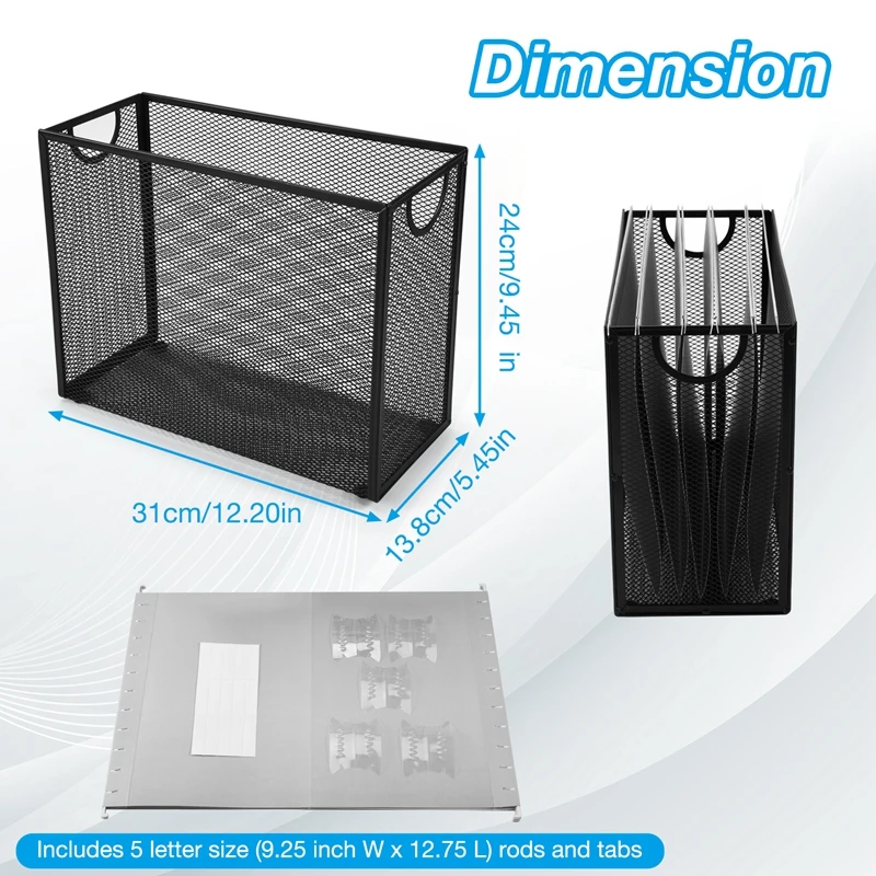 Hängende Datei Organizer Akten kasten, Metallgitter Datei Kiste Schreibtisch Organizer Magazin halter mit 5 hängenden Ordnern enthalten