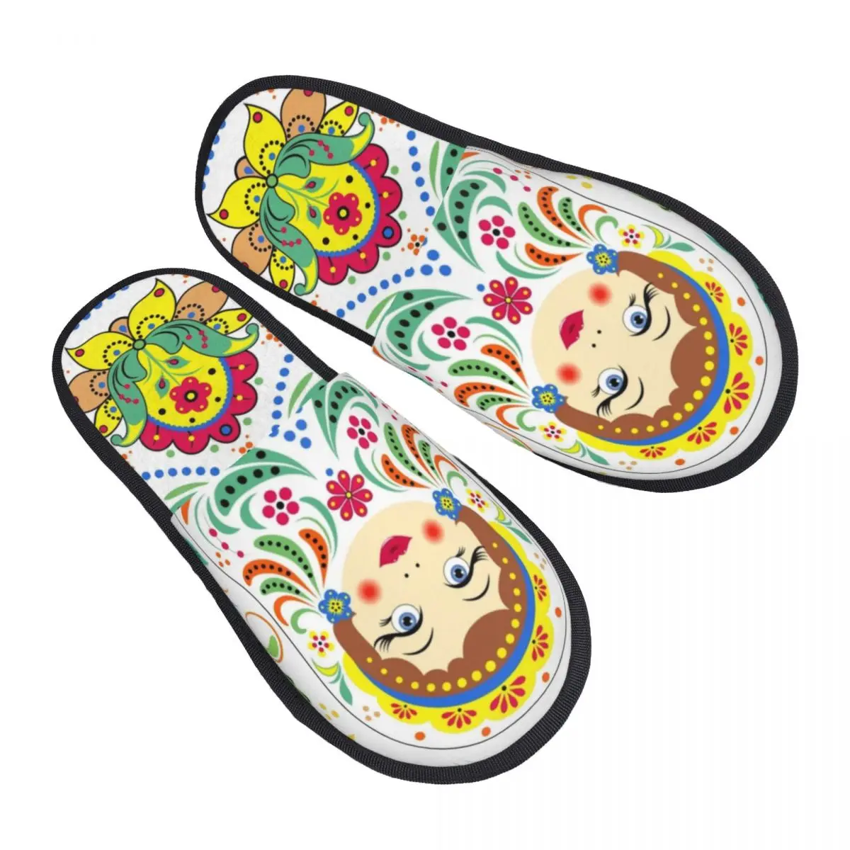 

Комфортные тапочки из пены с эффектом памяти на заказ, русская кукла-матрешка с цветочным узором, женские тапочки в русском народном стиле, отель, домашняя обувь