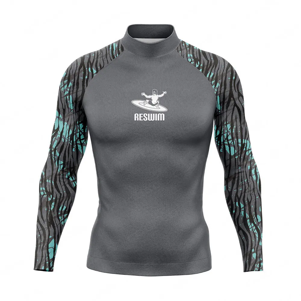 

2024 Summer Men's Swimsuit Rash Guard Long Sleeve Surfing Shirts UPF 50 Swimwear T-Shirt Sports Surfing Diving Clothes Rashguard