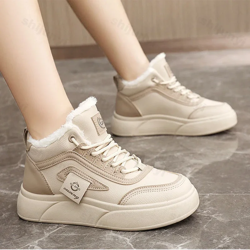 Woman Plush Warm Winter Sneakers Women High Top Cotton Sport Shoes 2025 New Casual Lace Up Female Platform Shoe Zapatillas Mujer