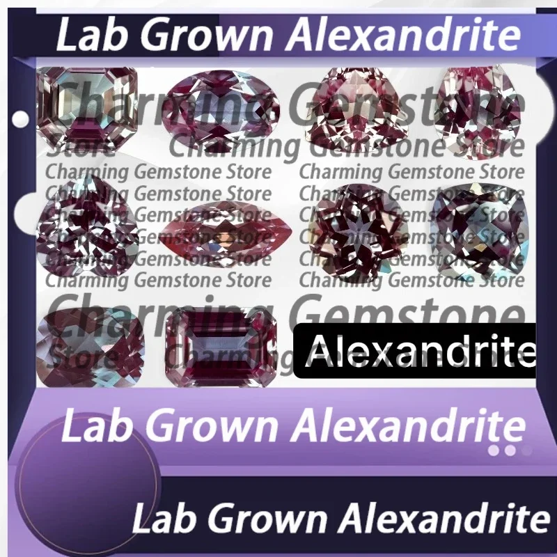 

Alexandrite Lab Grown Gemstone Change Color Stone DIY Charms Ring Necklace Earrings Main Materials Selectable with Certificate