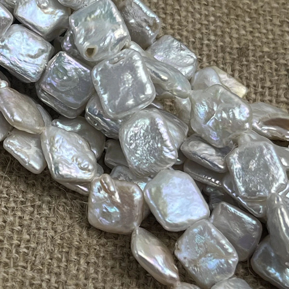

10mm Square Semi-finished Strand Beads Natural Freshwater Pearl for Jewelry Making Supplies DIY Necklace Bracelet Accessories