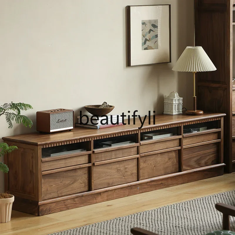 

Североамериканский черный орех, твердый деревянный шкаф для телевизора, боковой шкаф для гостиной, шкаф для хранения вещей в стиле ретро, шкаф для телевизора 7446