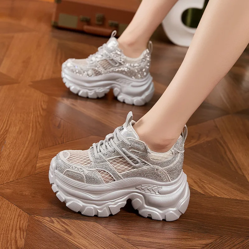 

New 9cm Chunky Dad Shoes for Women High Cushion Slip-Resistant Walking Shoes Orthopedic Comfort Sneakers for Summer Outfits