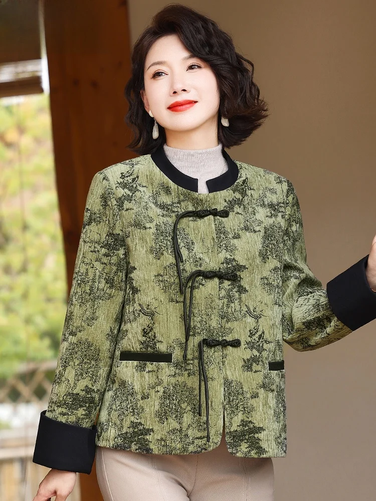 

New 2024 Mommy Sle Autumn Outerwear for Middle-Aged Women Faionable Small Fraance Sle Top Wide Lady Spring Autumn New...