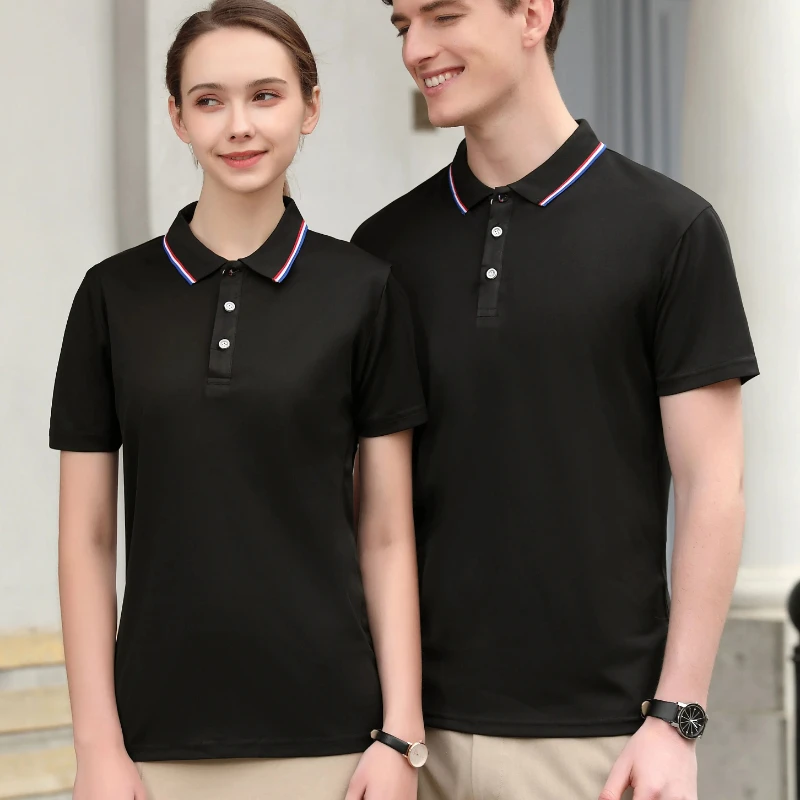 Brand High End Polo Shirts Women Men Summer Casual Ice Silk Short Sleeve Lapel Polos Shirt High-Quality Business Office Uniforms