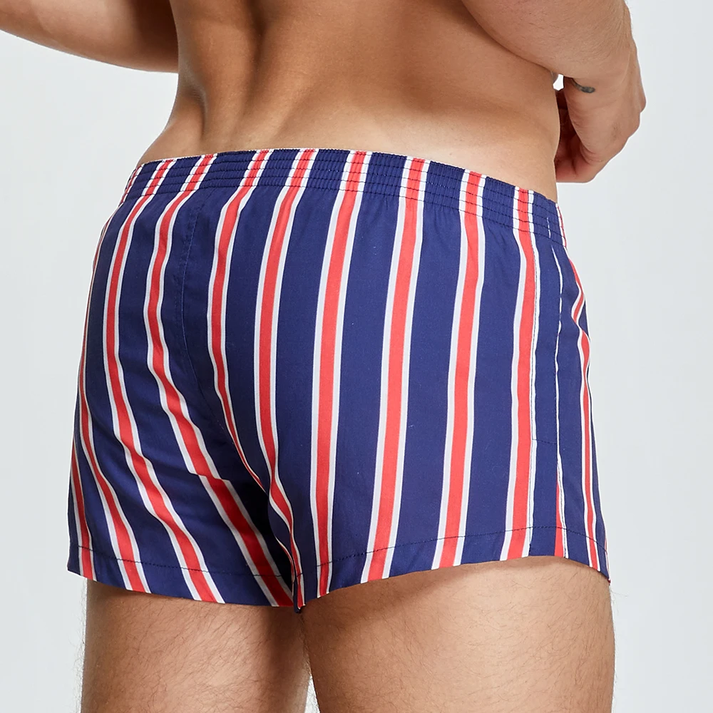 SEOBEAN NEW COMING MENS 100%  COTTON SHORTS HOME COMFORT STRIPED FIT TRUNKS