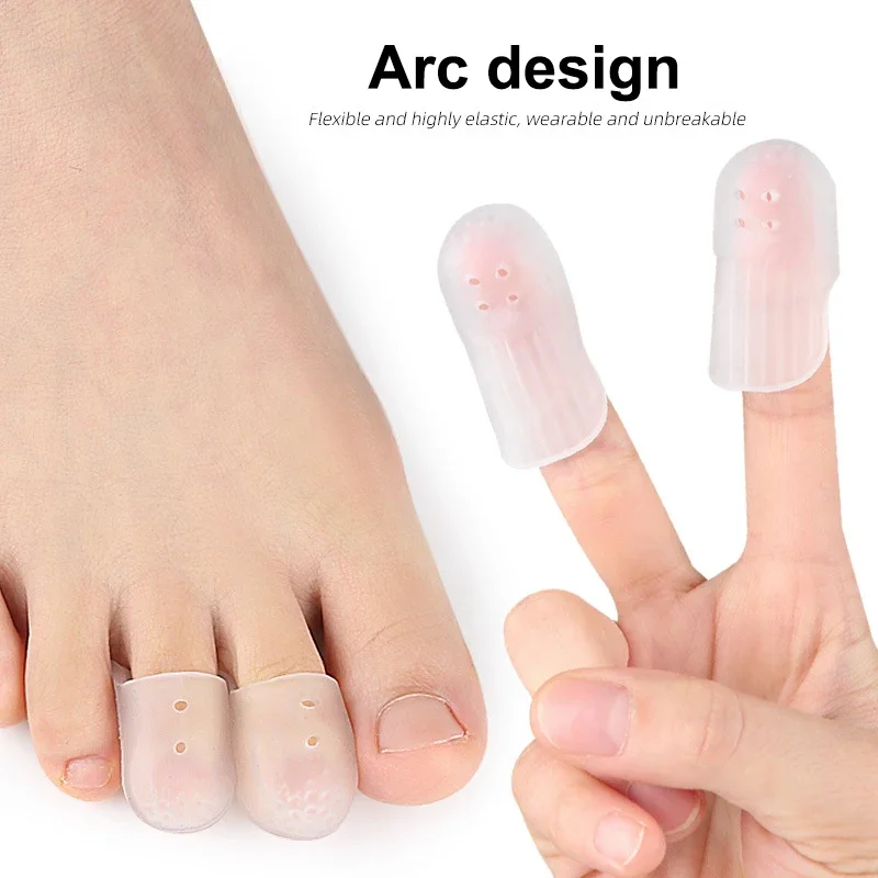 1Pair Silicone Finger Toe Caps with Hole Wear-Resistant Protector Covers Thumb Sleeve for Corns Blisters Pain Relief Foot Care