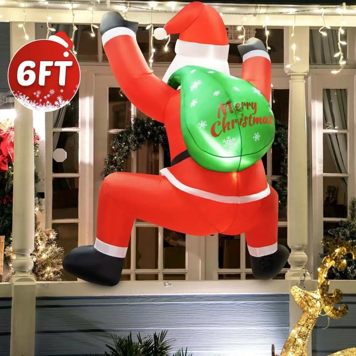 

New Christmas Inflatable Santa Decorations - Light-Up Yard Ornaments, Window Hangers & Party Supplies, Festive Airblown Decor