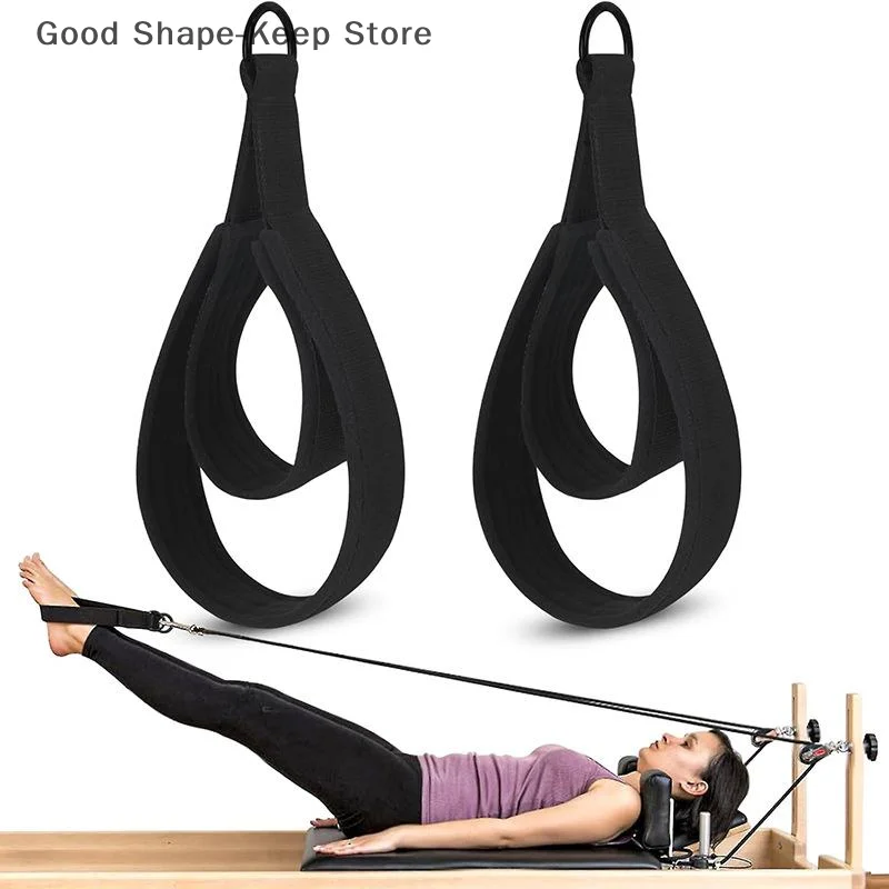 1 par de doble anillo en D elástico para Yoga, Pilates, accesorio para cama, ejercicio, hebilla de tobillo, correa elástica para Pilates, banda de resistencia, cordón elástico