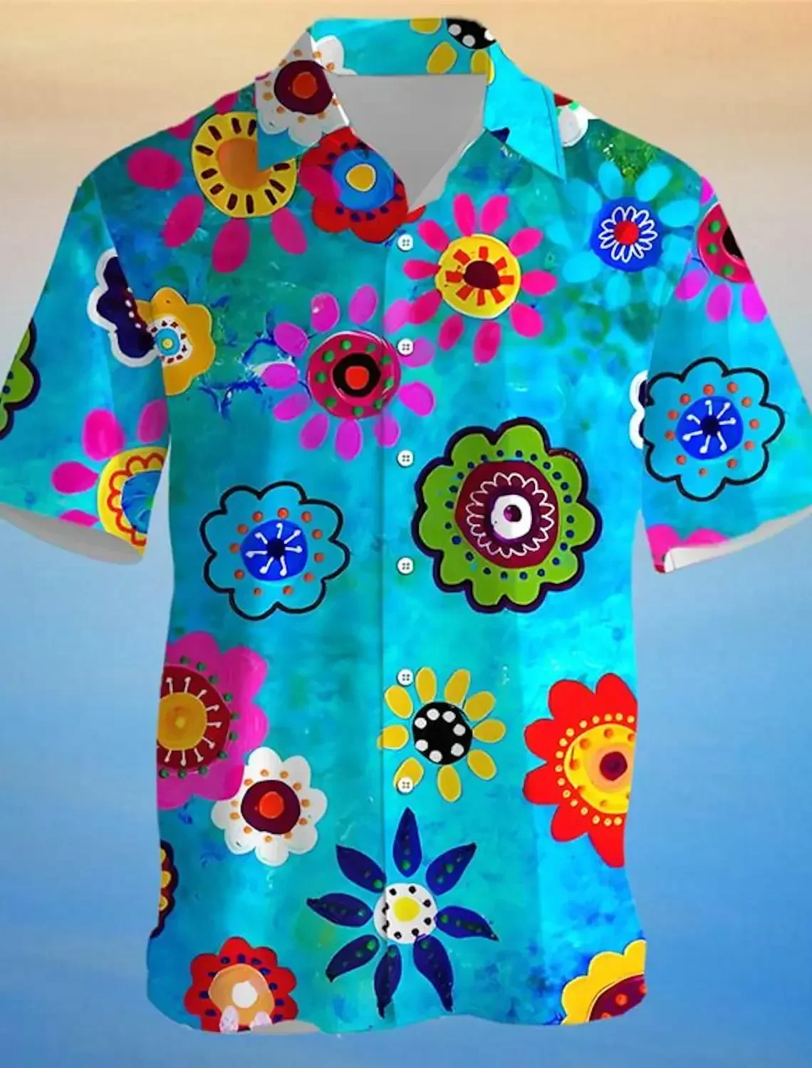 3D Printed Daisy  Men's Floral Hawaiian Shirt Party Home Holiday Summer Turndown Aloha shirts Short Sleeve Polyester Shirts