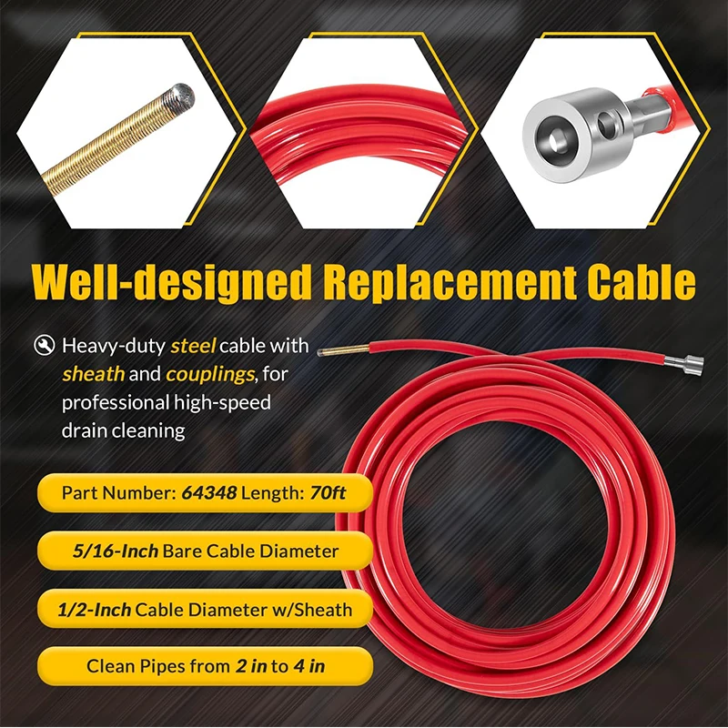 Replace for FlexShaft Cable Assembly 64348 K9-204, 5/16