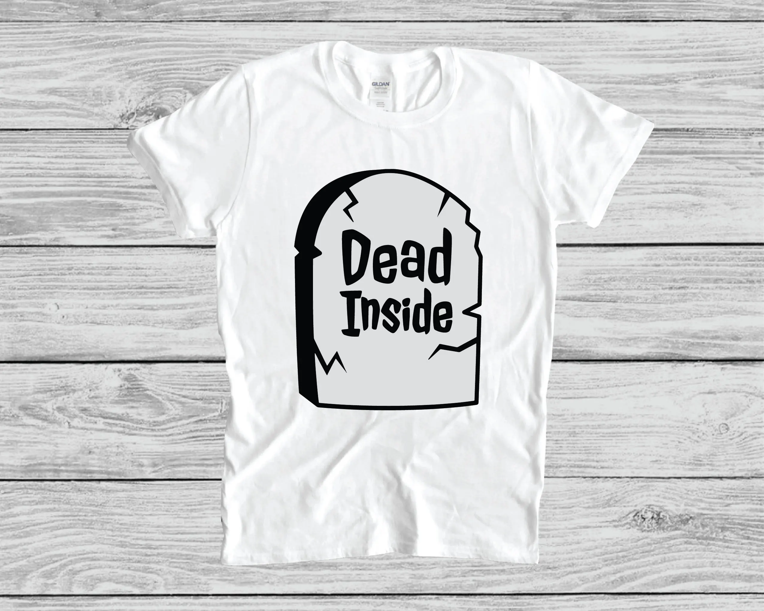 Dead Inside T Shirt Grave Funny Halloween Happy Scary