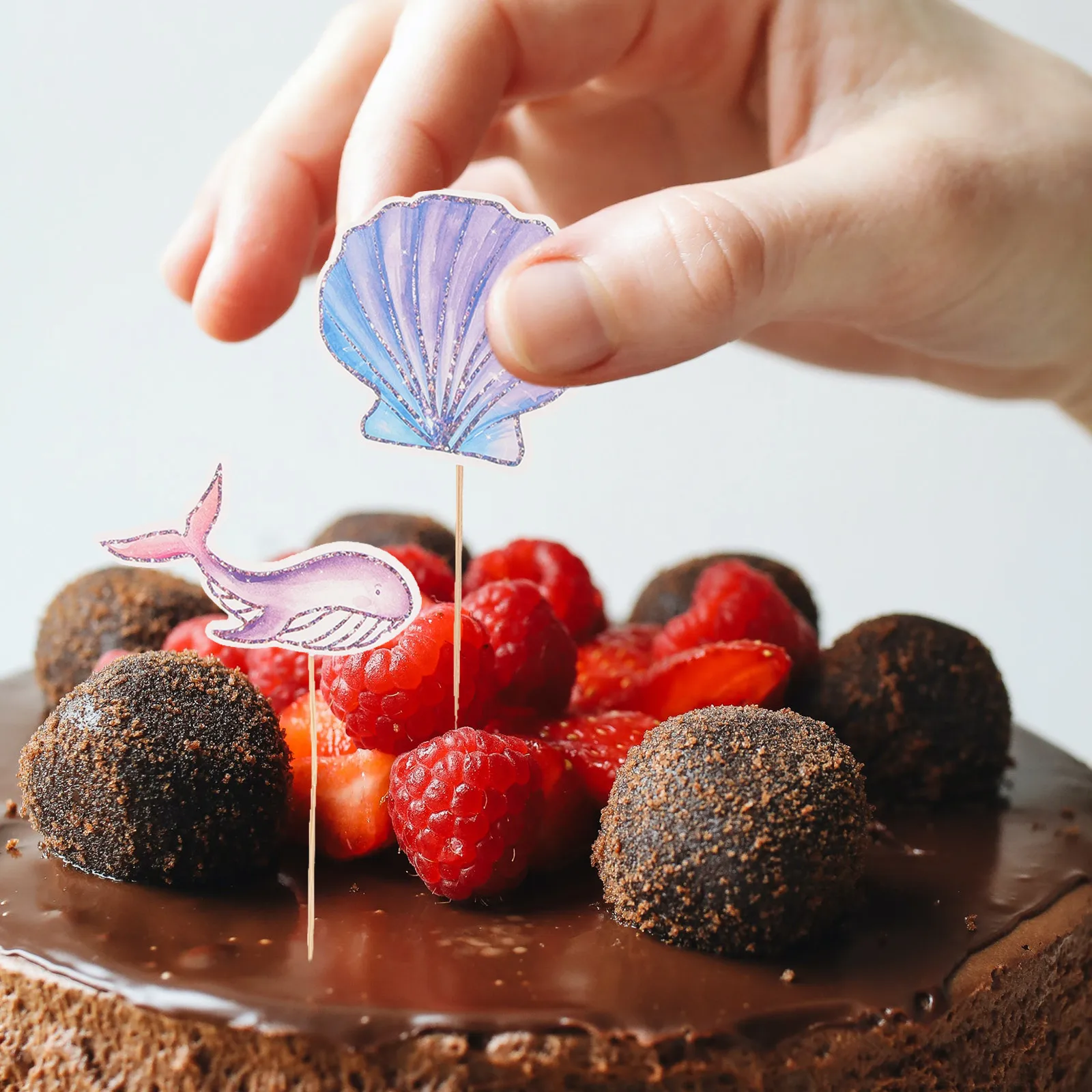 

2 set 2 Sets Ocean Theme Cake Insert Props Mermaid Birthday Decorations Paper Picks Girls Party Toppers