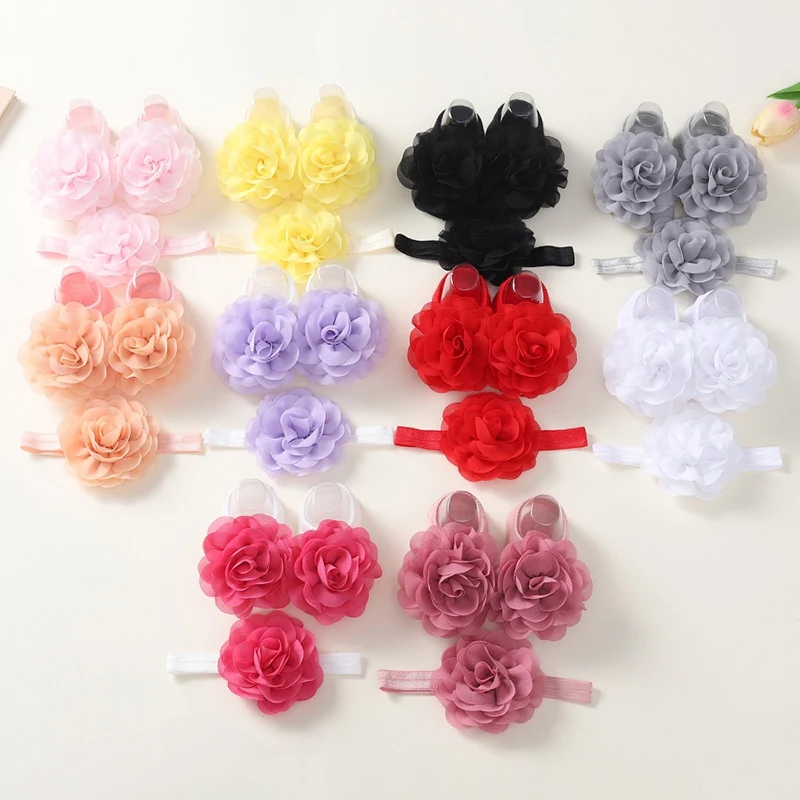 Baby Girl Headbands Socks 2Pcs/Set Sweet Cute Flower Newborn Baby Headband Elastic Hair Bands Hair Accessories