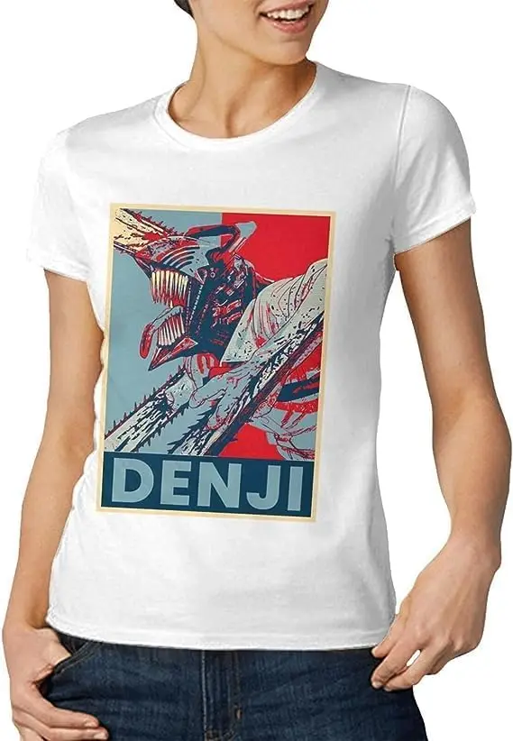 Chainsaw Anime Man Shirt Women's Fashion Short Sleeve Cotton T Shirts Quick Dry Pattern Custom Tee Tops Black