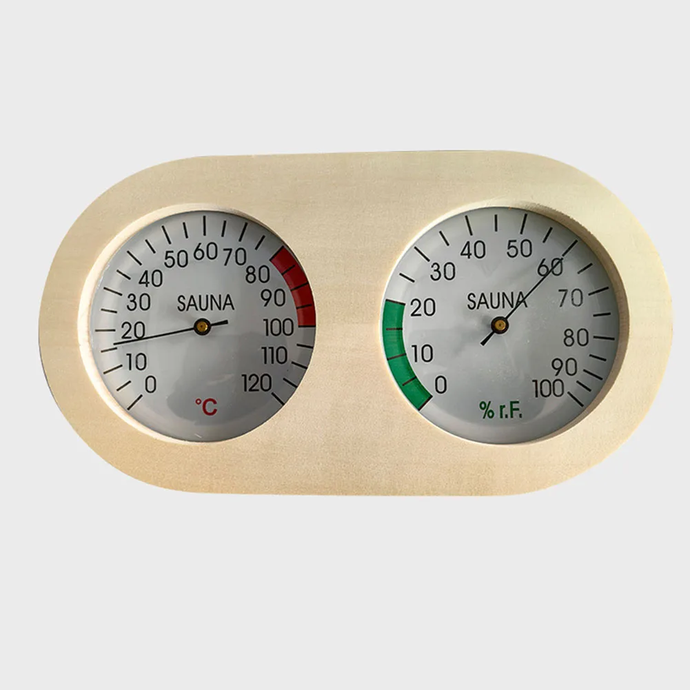 Humidity Gauge Hygrometer Device Sauna Environment Multifunctional Design Natural Wood Material User-Friendly For Home Use