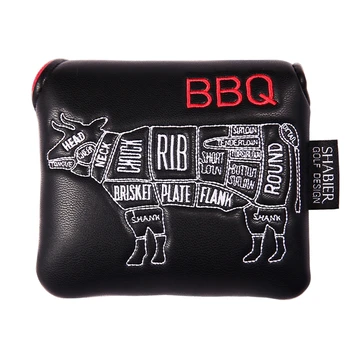 BBQ 블랙 골프 클럽 헤드 커버, 스퀘어 대형 말렛 퍼터 커버 Best5 BBQ 블랙 골프 클럽 헤드 커버, 스퀘어 대형 말렛 퍼터 커버 Best5