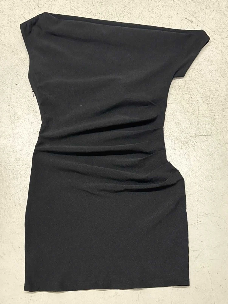 SsTss セクシーな黒のワンショルダーボディコンミニドレス女性のためのファッションノースリーブスリムハイウエストシャーリングフィットセクシーなホットティードレス
