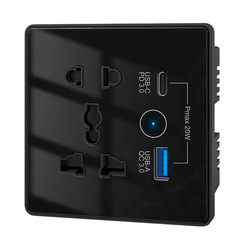 ABXF-Tuya Wifi Smart Socket UK US EU Universal Plug USB 3.0 Type-C Port Outlet Smart Home Tuya App Works With Google Home
