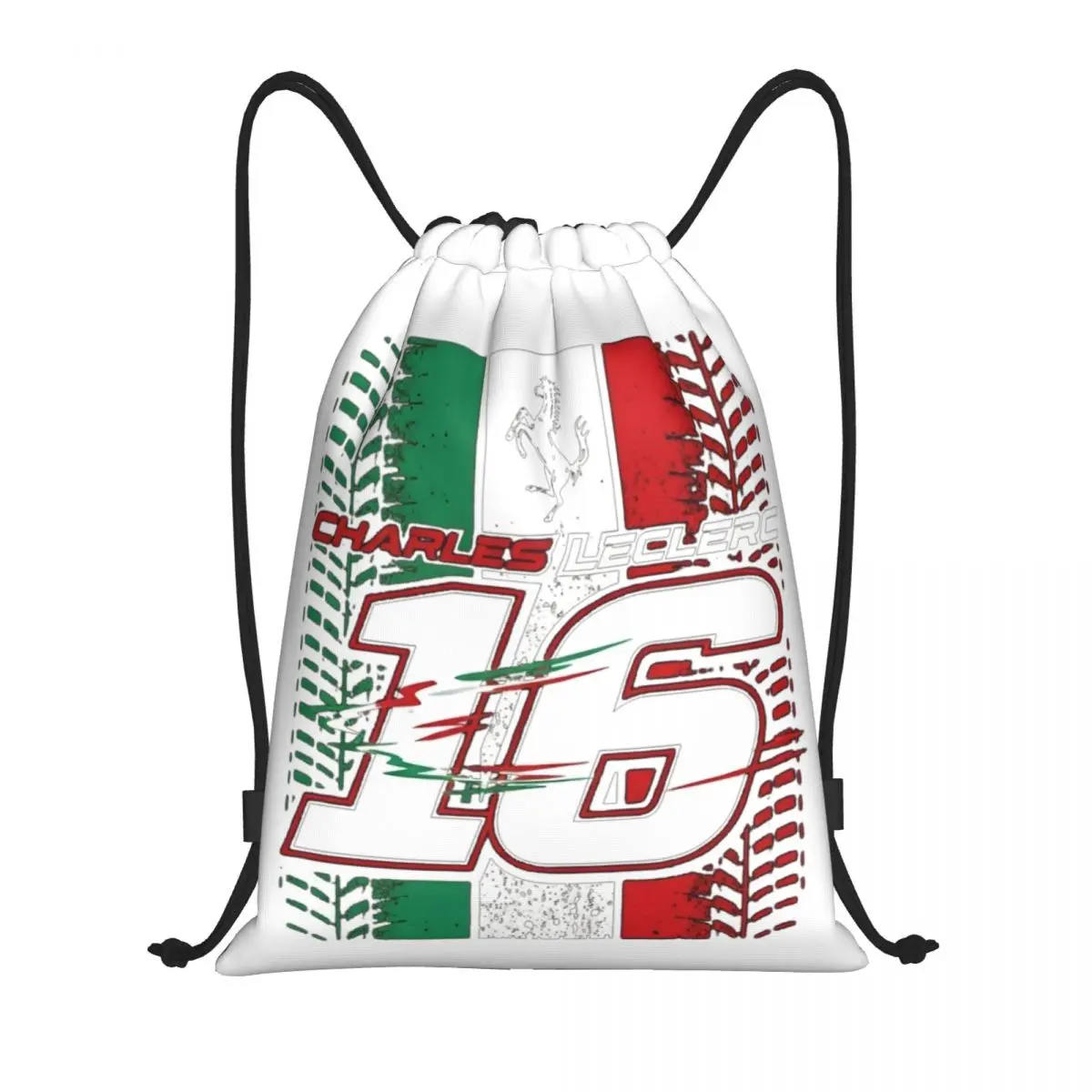 

Charles Leclerc 16 Italian Flag Drawstring Backpack Bags Women Lightweight Monacan Motorsports Racing Gym Sports Sackpack Sacks
