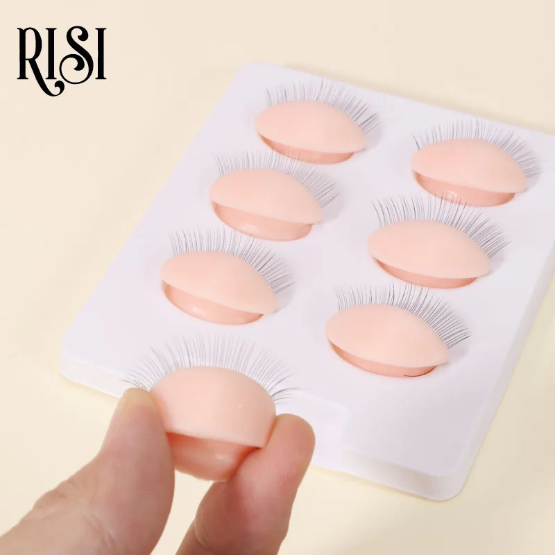 RISI Eyelash Extension Practice Head, Cílios separados, Silicone Model, Pálpebras removíveis, Upgrade Makeup Tools, Novo Produto