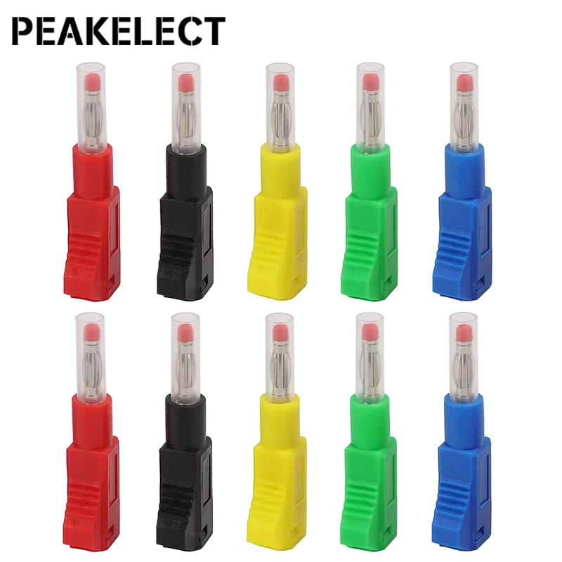 

Cleqee P10043 10PCS 4mm Safety Banana Plug 32A Retractable Welding Type Built-in Strong Spring DIY Connector for Multimeter