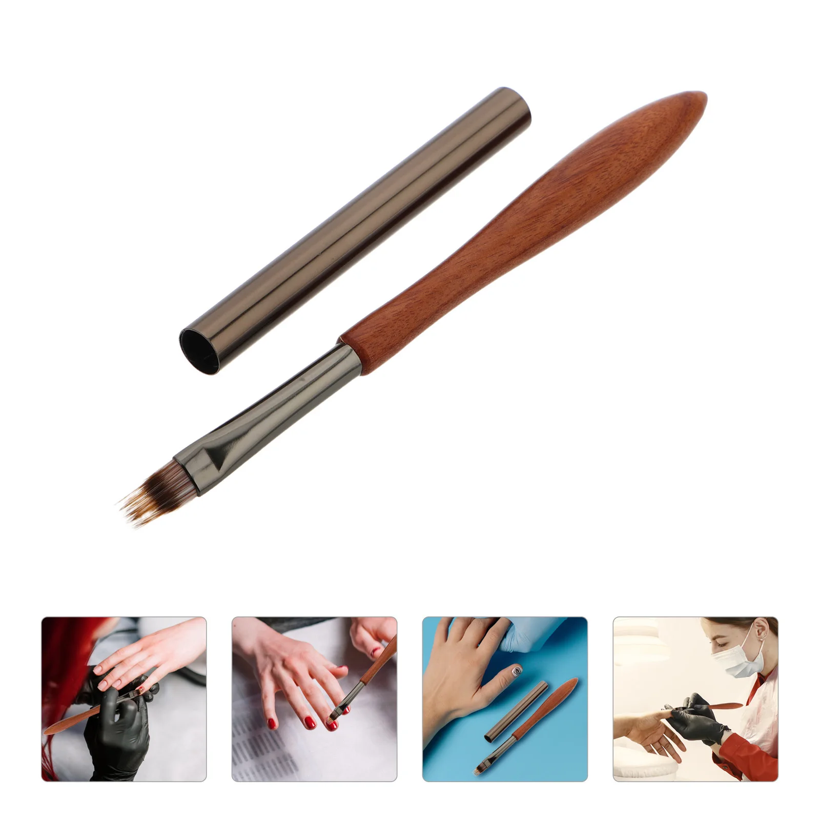 

2 pcs Nail Art Brushes Wood Handle Sandalwood Gourd Gradient Blending Brush For Uv Gel Acrylic French Manicure Salon Tool Nail