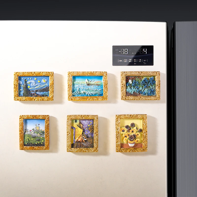 Van Gogh painting fridge magnets, creative resin fridge decorations, birthday and party gifts