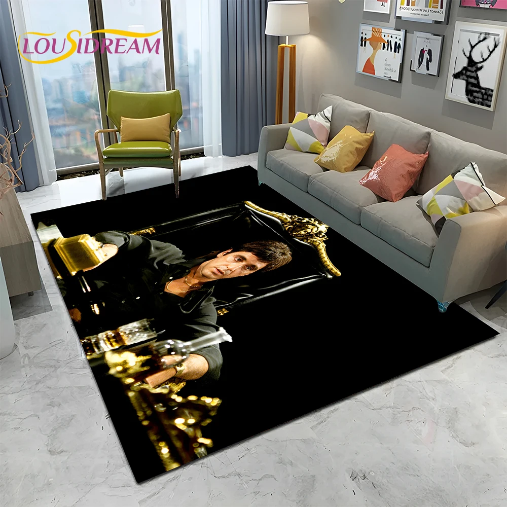 Scarface 3D Classic  Movie Tony Carpet Rug for Home Living Room Bedroom Sofa Doormat Decor,kids Play Area Rug Non-slip Floor Mat