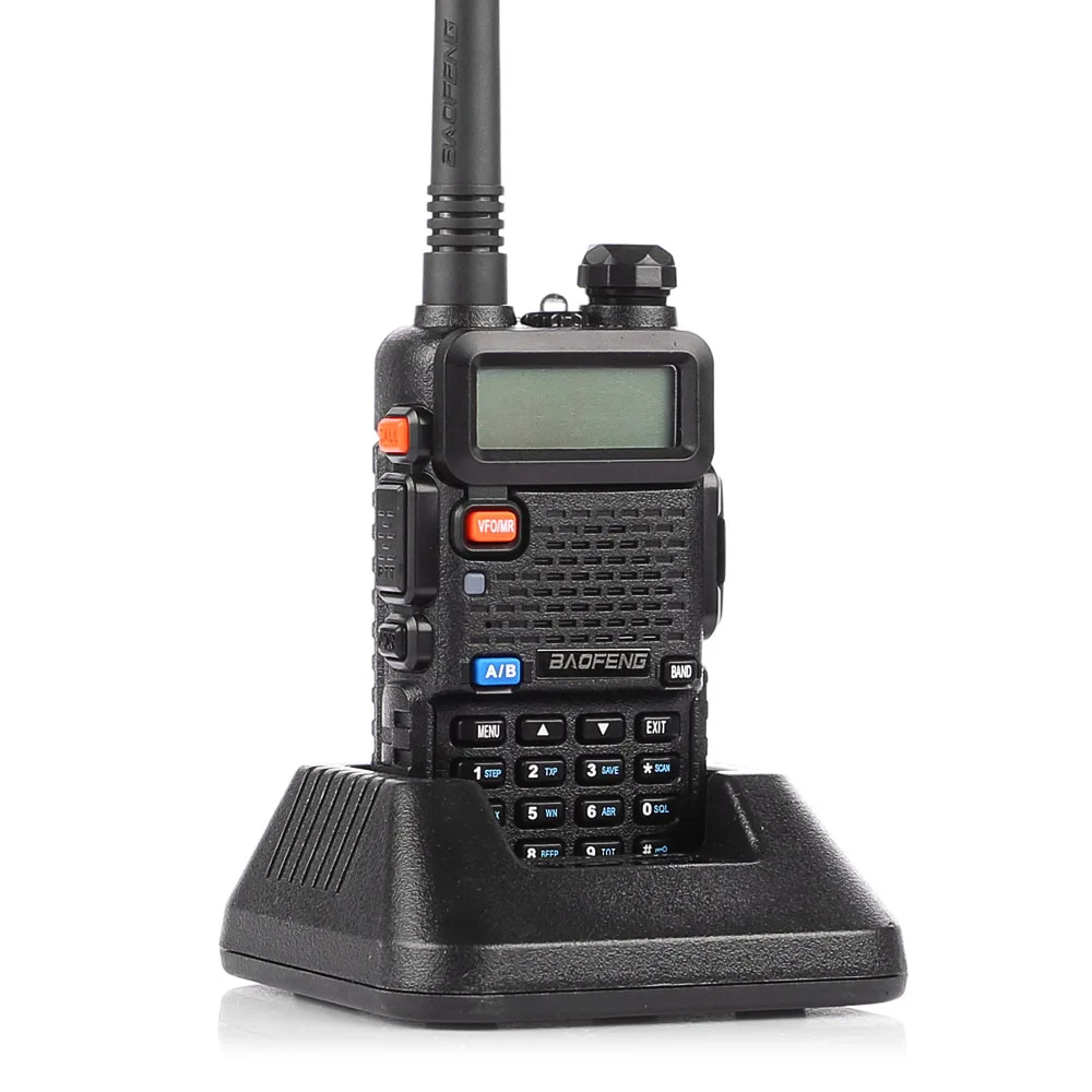 Baofeng UV-5R Handheld Ham Radio, Original Dual Band 144-148/420-450Mhz Walkie Talkie com 1800mAh Li-ion Battery, Preto