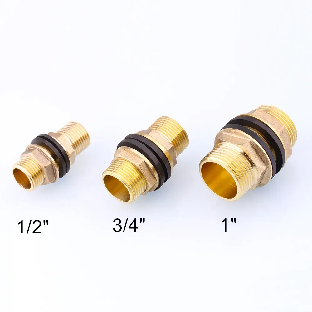 Латунный соединитель BSP для резервуара для воды, 1/2 дюйма, 3/4 дюйма, 1 дюйм, наружная резьба, соединитель для труб, адаптер с плоской прокладкой шайбы