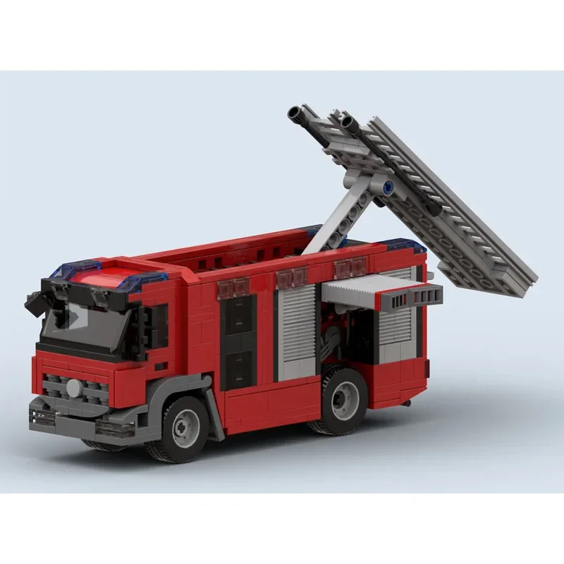 MOC-148852 rote neue kleine Stadt Feuerwehr auto Baustein Modell 579 Teile Moc kreative Junge Kinder Geburtstag Bausteine Spielzeug Geschenk