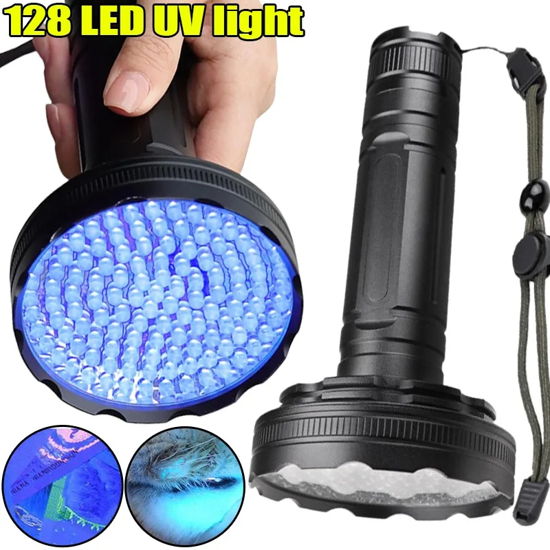 

Портативный УФ-фонарь на 128 светодиодов для обнаружения мочи животных и проверки банкнот, многофункциональный флуоресцентный маркер-фонарик