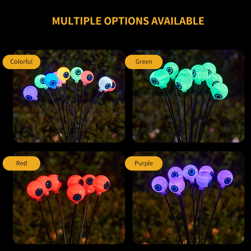 هالوين في الهواء الطلق الشمسية شبح مقلة العين LED أضواء اليقطين توهج يتأرجح اليراع تأثير ل ساحات زاحفة المروج يتوهم الديكور